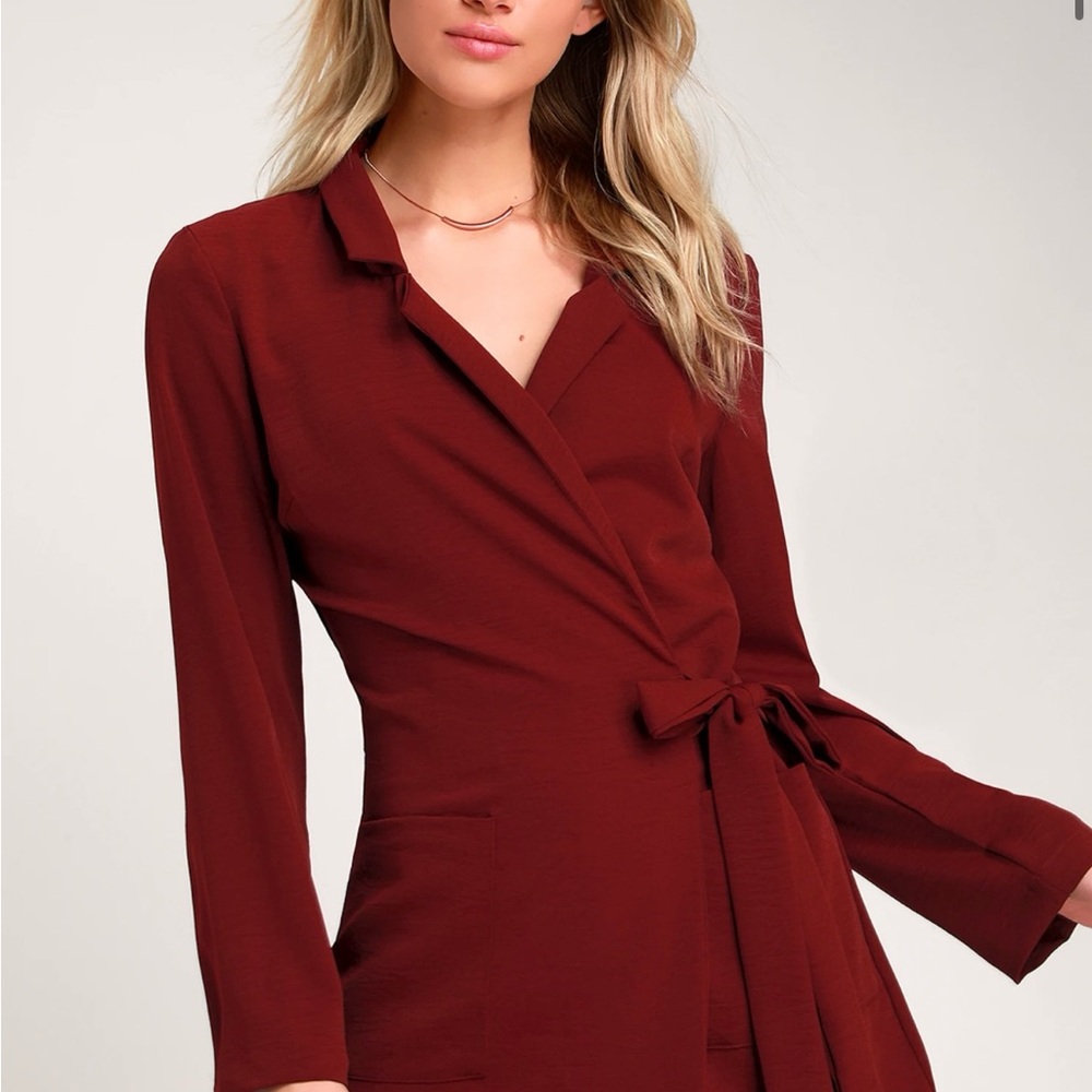 Lulu's Burgundy Wrap Jumpsuit